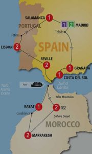 spain morocco itinerary map conquer combine either proposal escapade ask offer well if