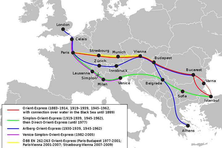 Original Orient Express Route Map