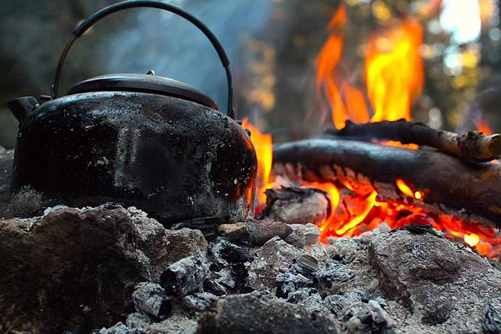 Turkish Tea Boiling Wood Fire